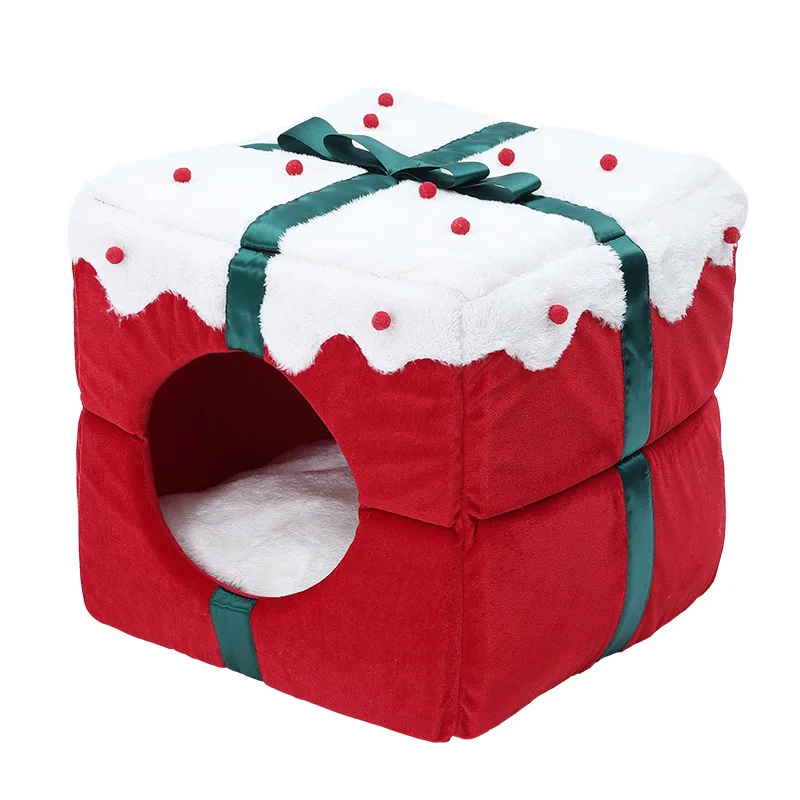 

Removable And Washable Seal Cotton Made Four Season Christmas Pet House, Red