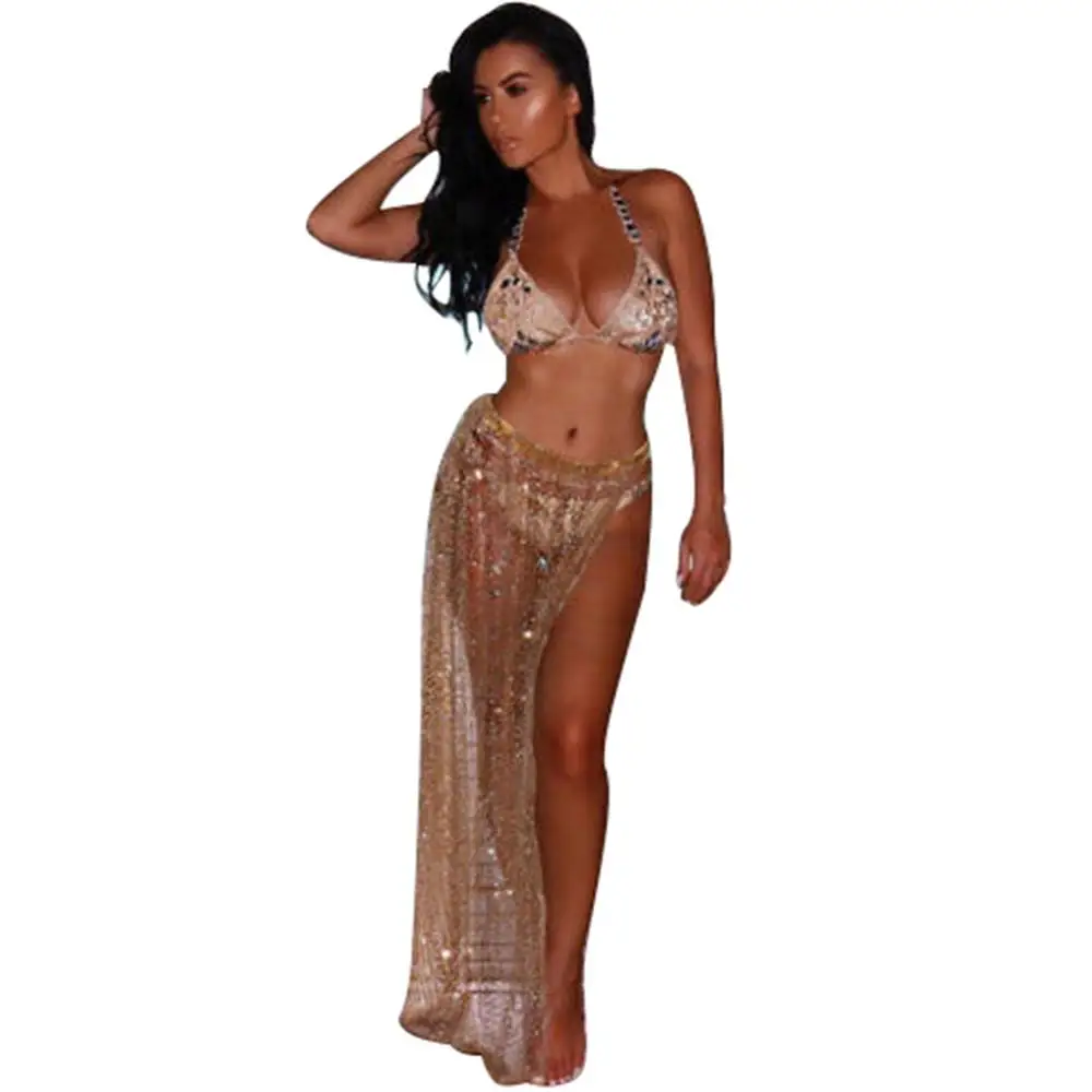 

Women's Swimwear Bikini Cover Up Swimsuit Wrap Beach Sheer Skirt