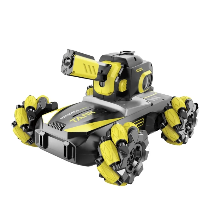 

Newest JJRC D605 Spray water Car spray stunt water horizontal remote control car track charging electric toy battle tank car, Yellow/blue/white