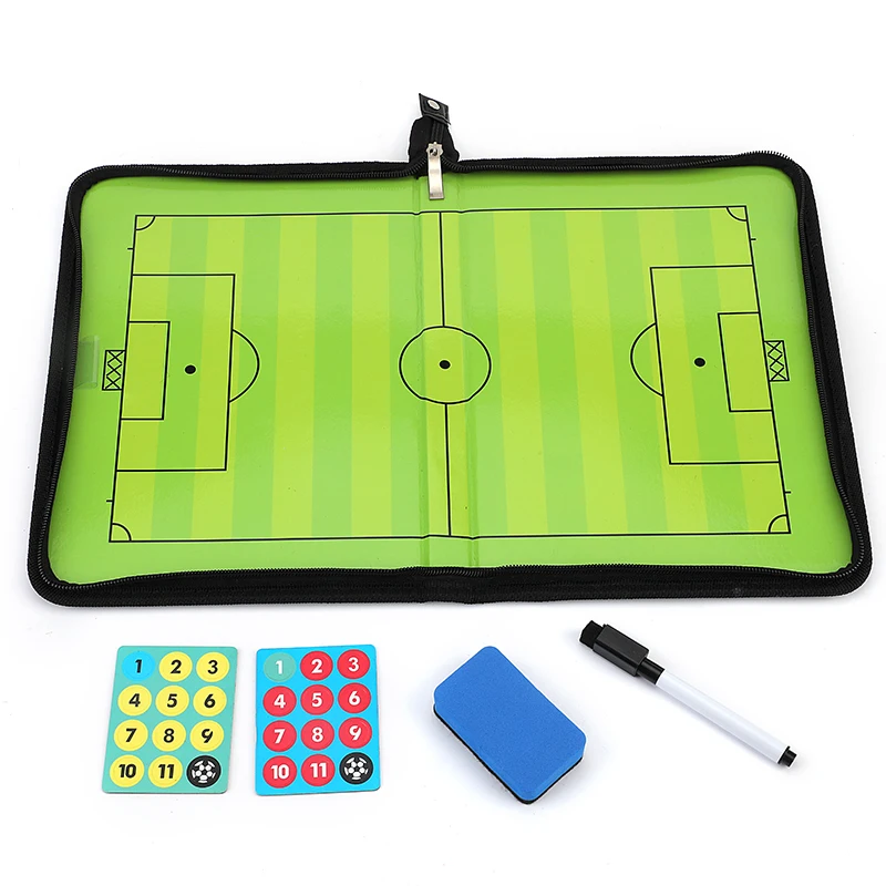 

Factory Wholesale Folding Portable Magnetic Football Soccer Teaching Coach Tactics Board With Zipper Strategy Teaching Clipboard, As shown in the picture