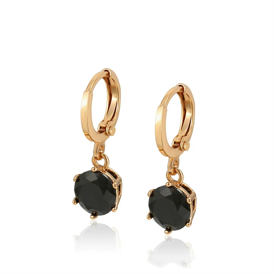 

S00071099 Xuping Jewelry New Elegant Fashion 18K Gold Black Diamond Pendant Environmentally-friendly Copper Earrings