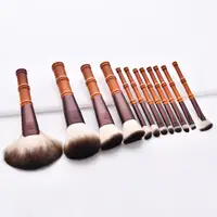 

Amazon selling 12pcs Eco-Friendly Bamboo shape wood handle Nylon hair professional makeup brush set/kit