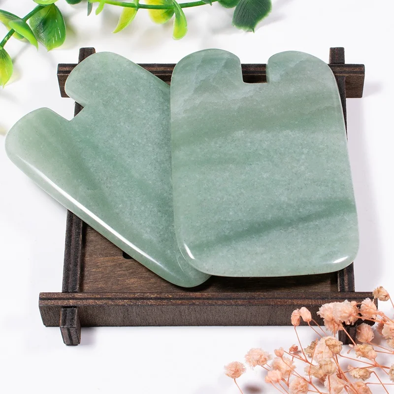 

2020 New Style Product Natural Body Massage Tool Green Aventurine Shape Gua sha Stone Skin Care Board