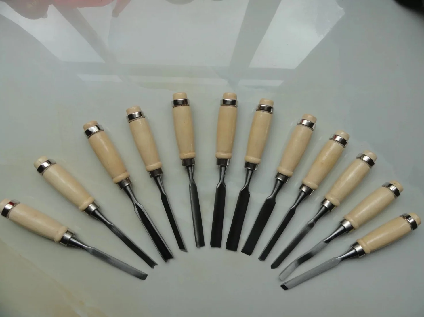 Wooden Handle Carving Chisel Full Size Wood Carving Tools Set Of 12