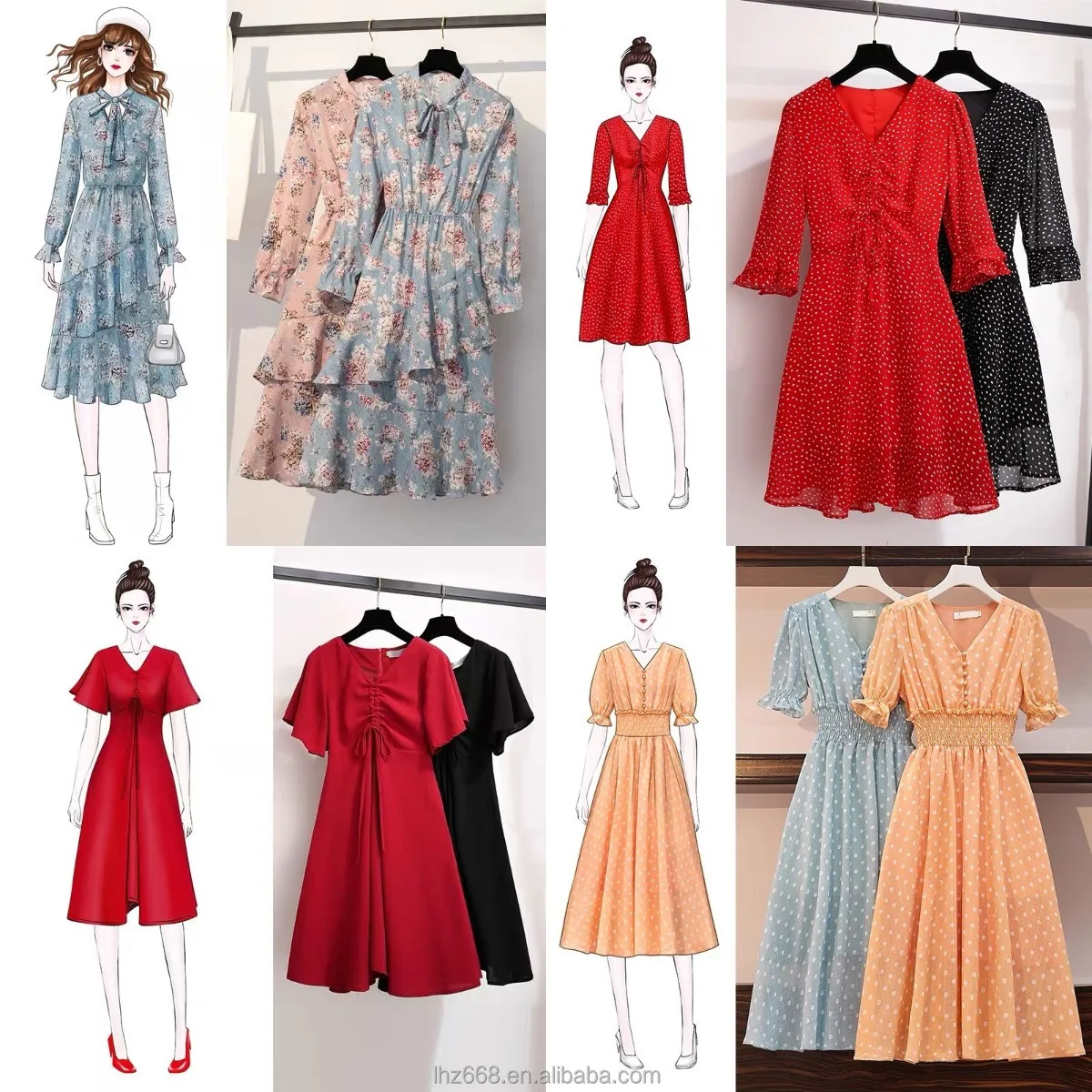 

2021 Modern stylish woman dresses ladies floral print dresses