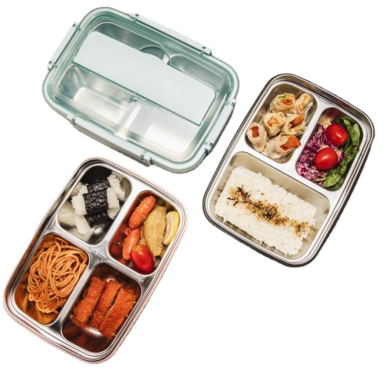 

Hot Sale School Food Tray Stainless Steel 5 Compartment Bento Lunch Box For Food, Customer request