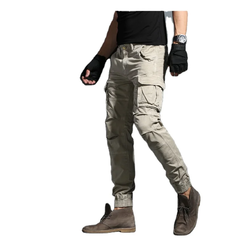 

Elasticity Reflective Night Light Elastic Cord Loose Men Outdoor Casual Fashion Cargo Pants mens night trousers
