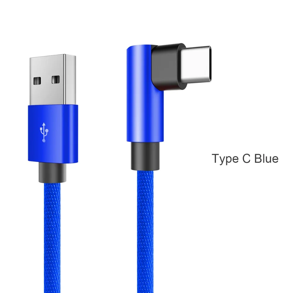 

New mould PVC 90 degrees elbow phone charging cable 2A 1M fast speed type c usb right angle data chargig cable for phone