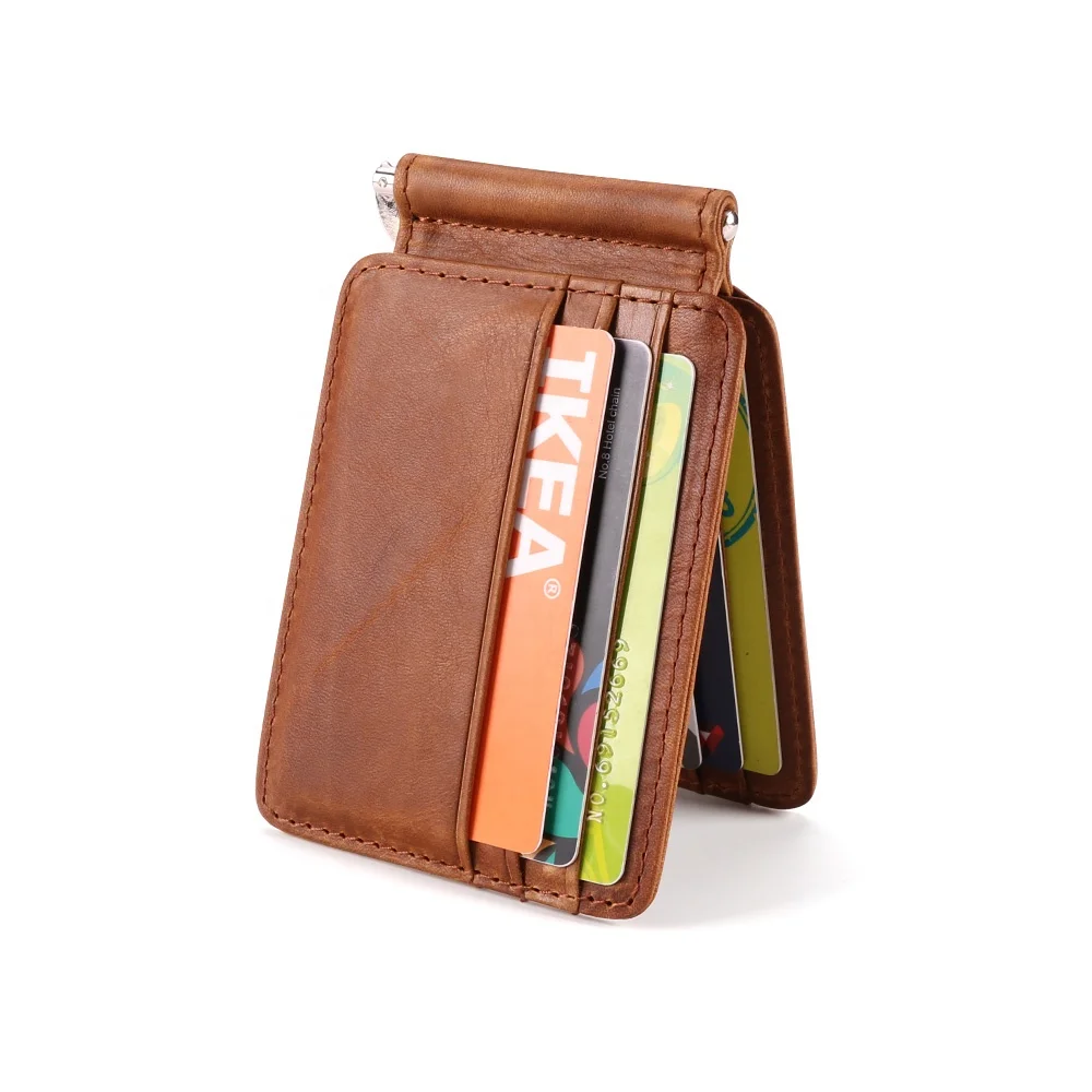 

2020 OEM Fashion Credit Card Holder Mens Slim Genuine Leather Wallet, Coffee,brown