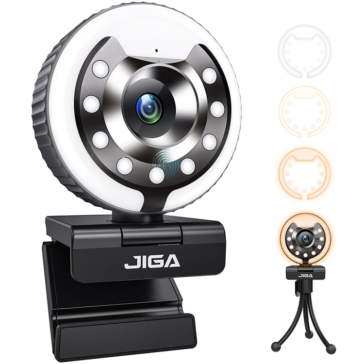 

1080P Usb Camera Web Webcam Light Adjustable Brightness Privacy Protection Mini Webcam With Microphone And Ring Light, Customised color