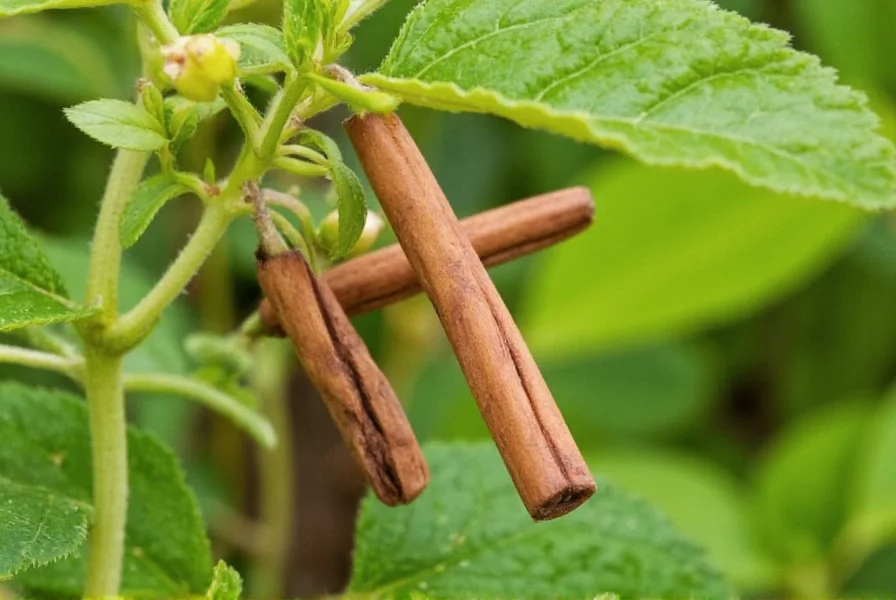Cinnamon tree seedlings in nursery pots showing healthy green leaves