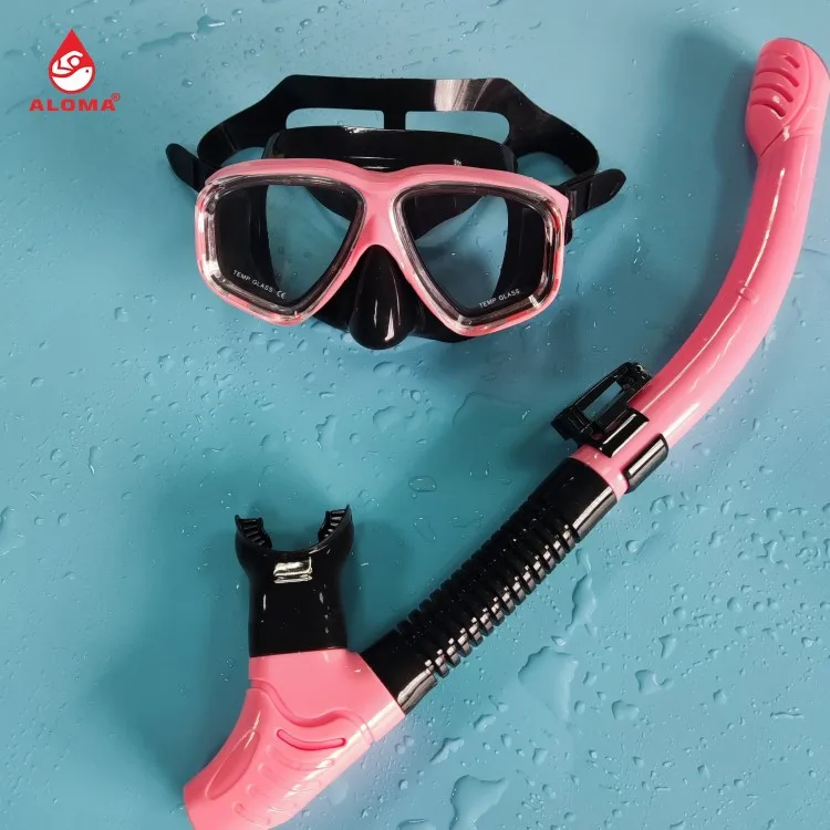 

anti fog film tempered glass lens silicone mask skirt strap swim snorkeling free diving mask and snorkel set