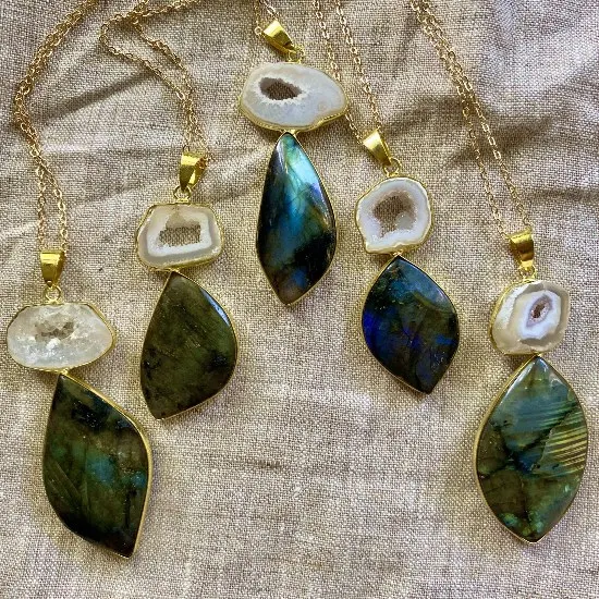 

LS-A3275 new arrival labradorite necklace,flashy crystal gemstone pendant necklace jewelry gift
