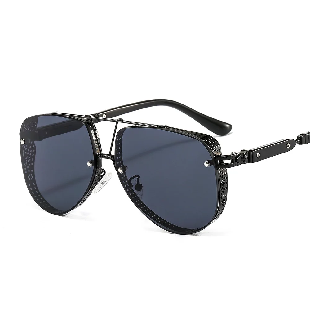 

New Trendy Metal Grid Marine Color Coated Sunglasses 2021