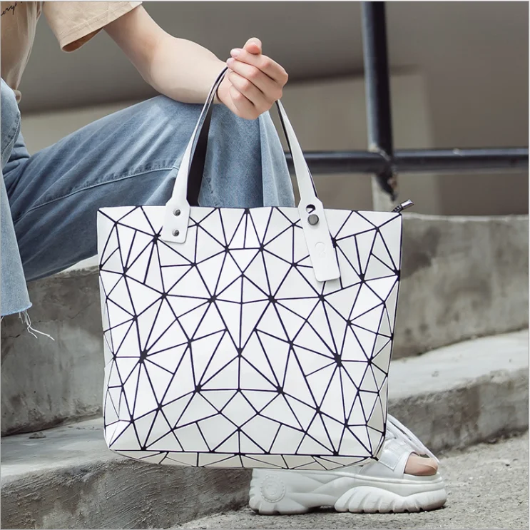 

Ladies handbag large capacity diagonal bag geometric bag pu big bag