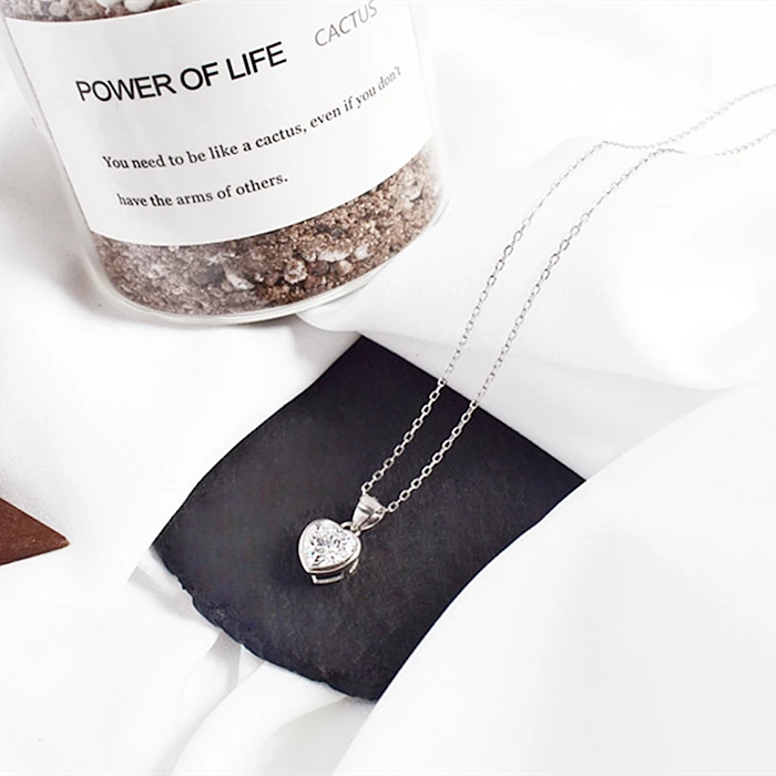 

Cubic zirconia diamond 925 sterling silver jewelry heart pendant necklace for women