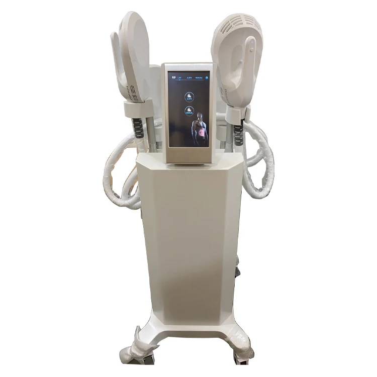 

2021 body shape slim equipment belly muscle butt enhancement 4 handles ems muscle stimulator machine, White