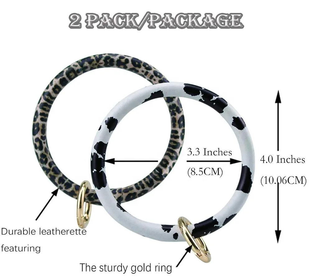 
Wholesale Rainbow Keychain Leather Bracelet Keychain for women 