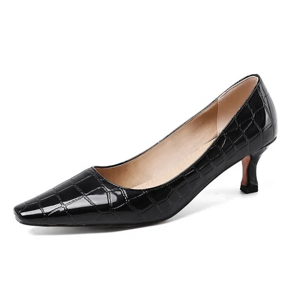

US Szie 16 Office Women's Low Heels Pumps Office Ladies Dress Shoes Animal Prints Big Size Shoes, Black white apricot