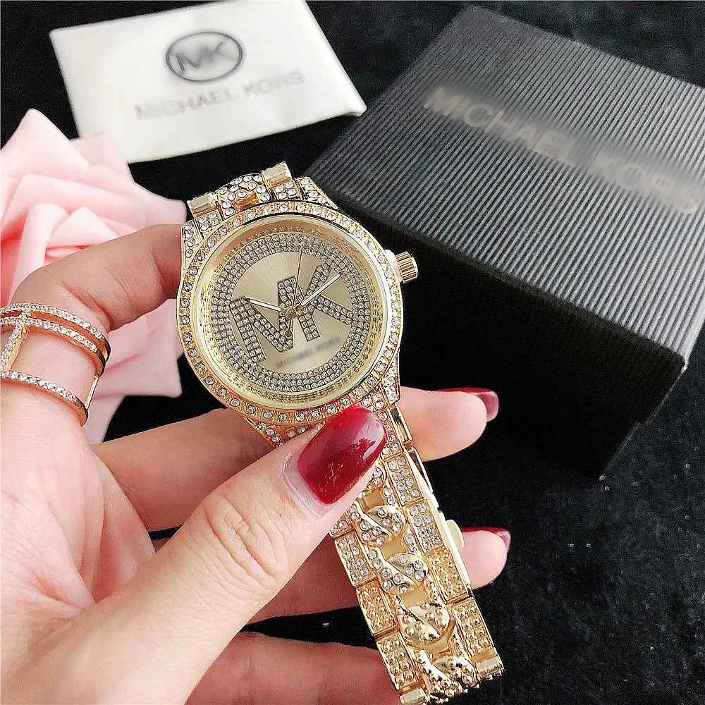 

Hot sale steel watches gold band wristwatch low MOQ top brand wristwatches ladies full diamond stone luxury work watch