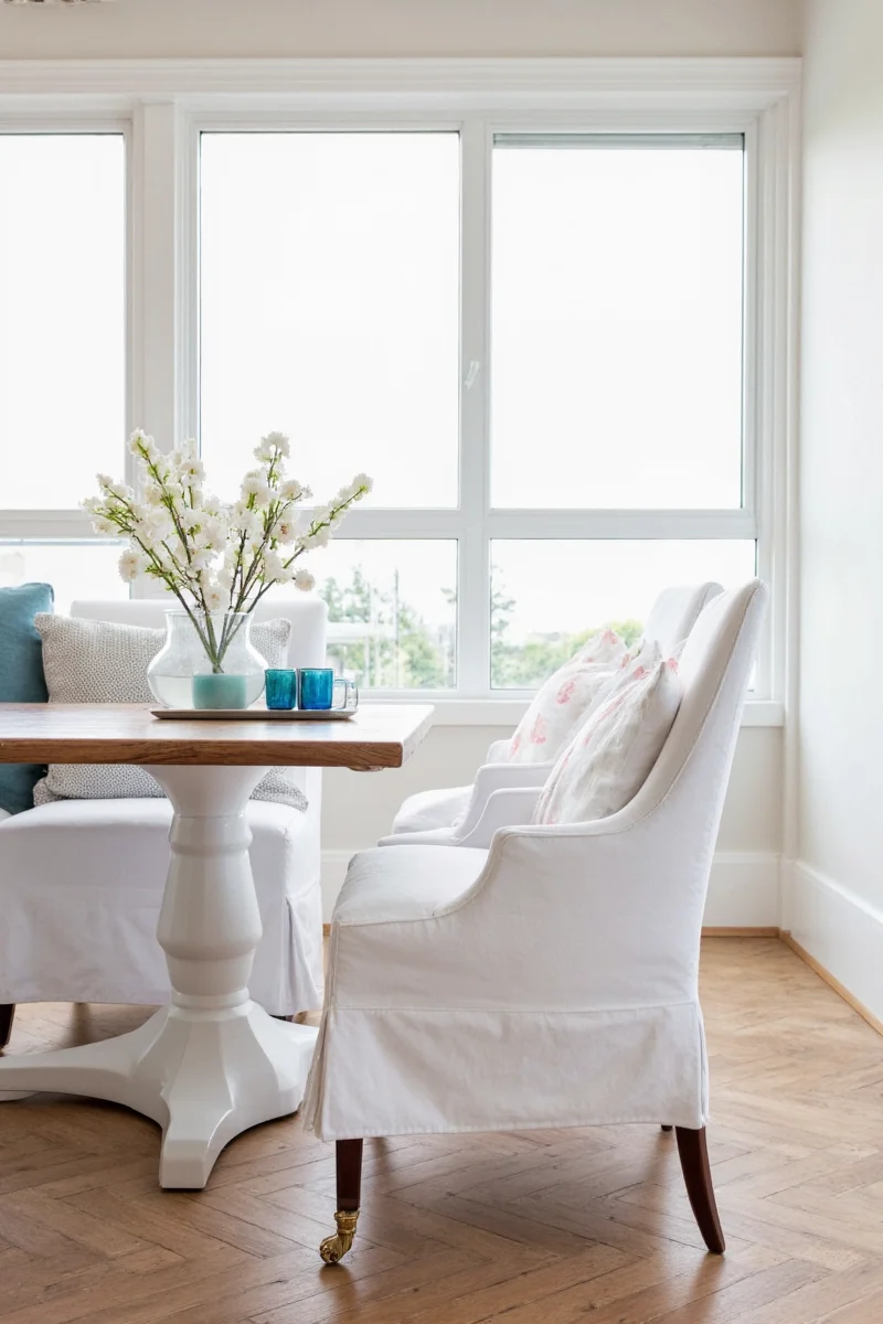 5 game changing tips for styling white slipcovered chairs in a family friendly home