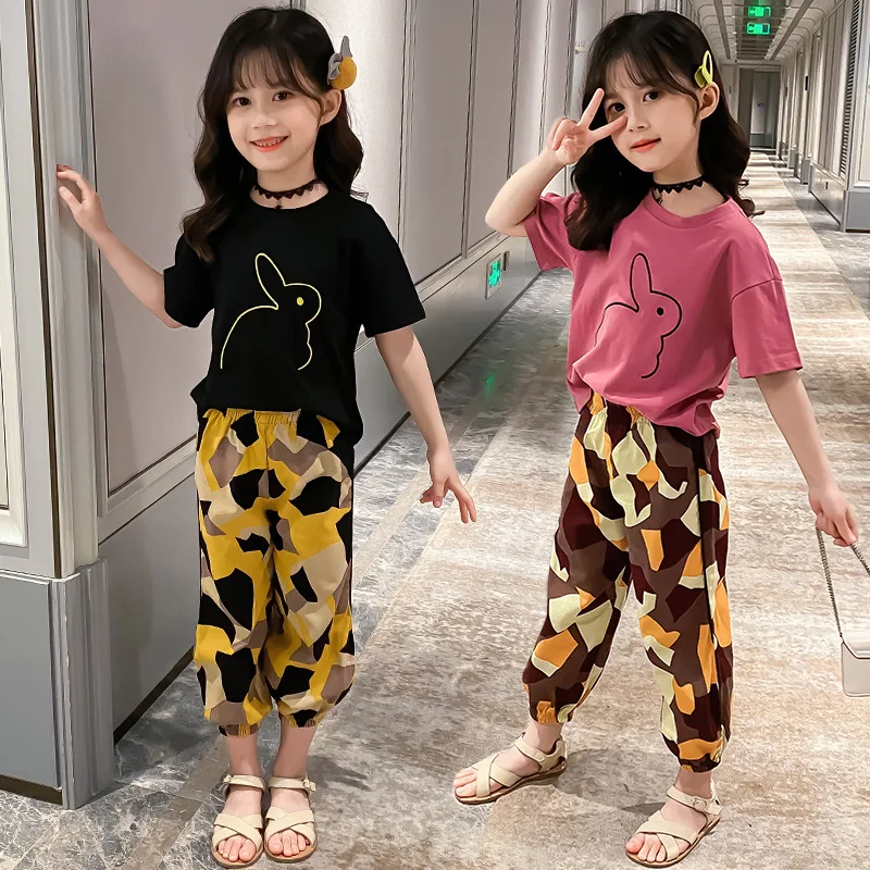 

Baby Clothes Set 2021 Summer New Children Clothing Teen Girls Outfit Cartoon T Shirt Casual Pants 2pcs Suit Kids Tracksuits