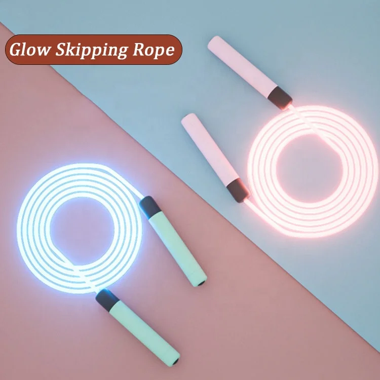 

Free customized logo led electronic jump rope Light Up LED skipping jump rope Colorful Glow jump Rope in the dark