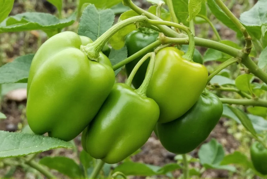 Healthy pepper plants with vibrant fruits showing proper spacing and support