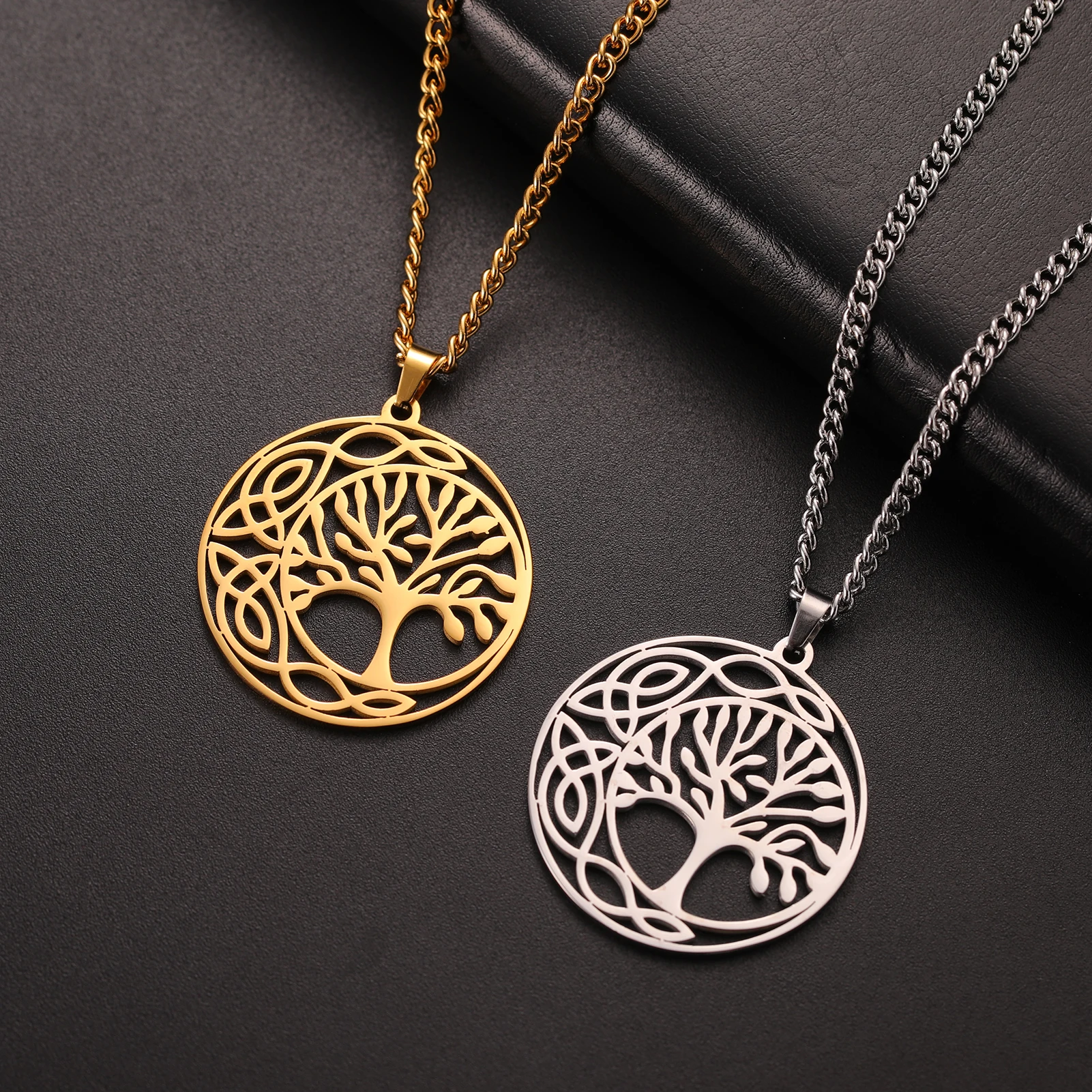 Myshape Tree of Life Necklace Supernatural Amulet Chain Israel Jewish Judaism for Woman Man Stainless Steel Pendant Jewelry