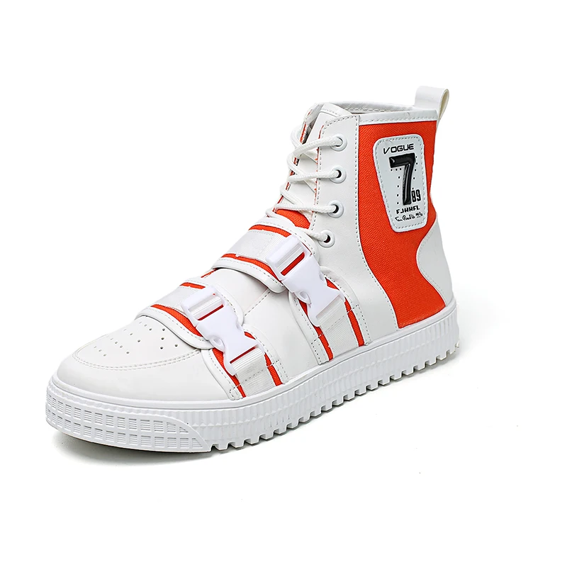 

Student hip hop style anti slip men's sport cheap flat shoes, White-blue,white-black,white-orange