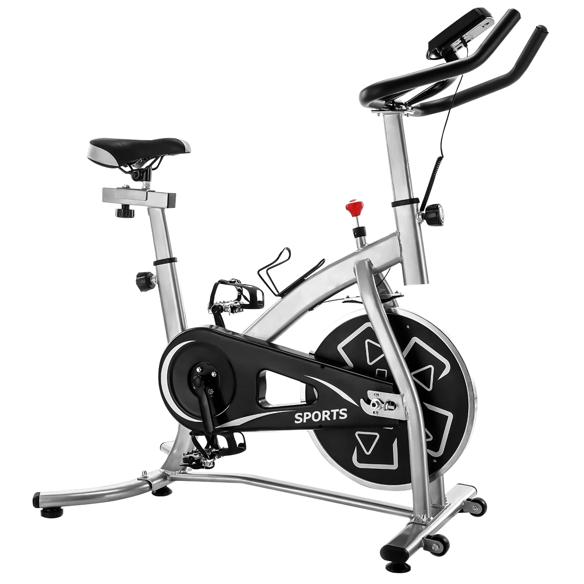 

Fitness Exercise Indoor Cycling Silent Belt Drive Spinning Bike, Silver+black