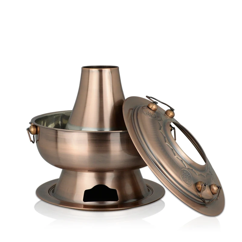 Vintage Brass Korean Charcoal Cooker Stainless Steel Mongolian