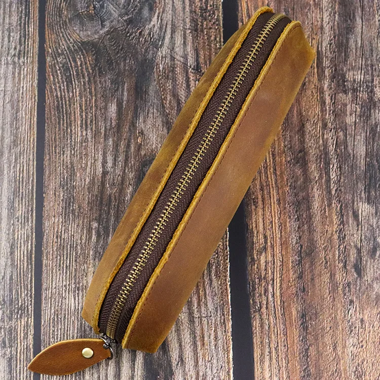 
Vintage real leather pencil pouch bag pen holder pen case 