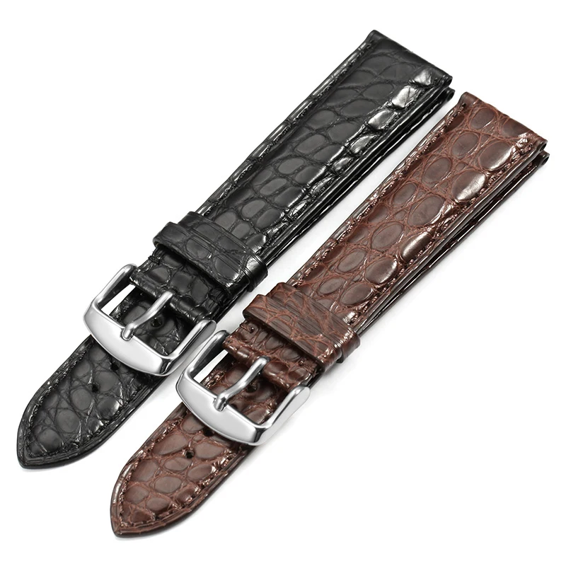 

Genuine Alligator Leather 22mm Watch Band Luxury Watch Strap, Black/brown