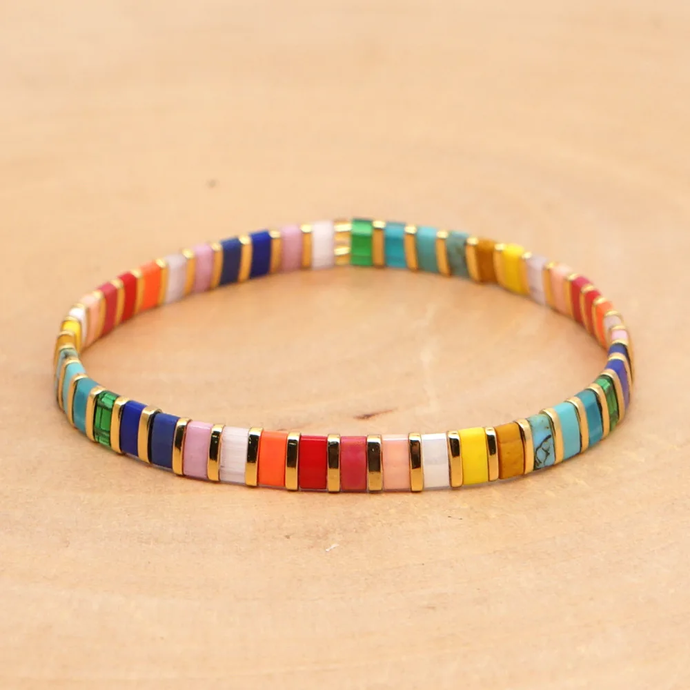 

Bohemia Jewelry Friendship Pulseras Trendy Rainbow Handmade Tila Beaded Bracelet For Women, Customize