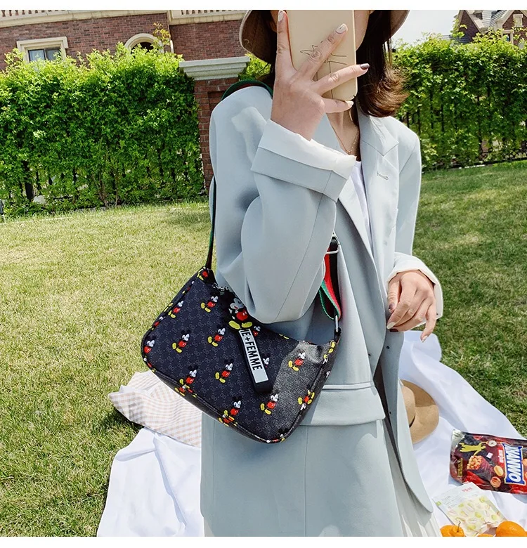 

New cartoon Mickey Lady Girl Adult messenger bag leather luxury cheap bag