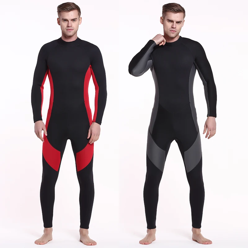 Wetsuit Men Full 3mm Neoprene Surfing Suit Diving Snorkeling Swimming  Jumpsuit Black/red Color Block Back Zip Fullsuit - Buy Wetsuit Men Full 3mm  