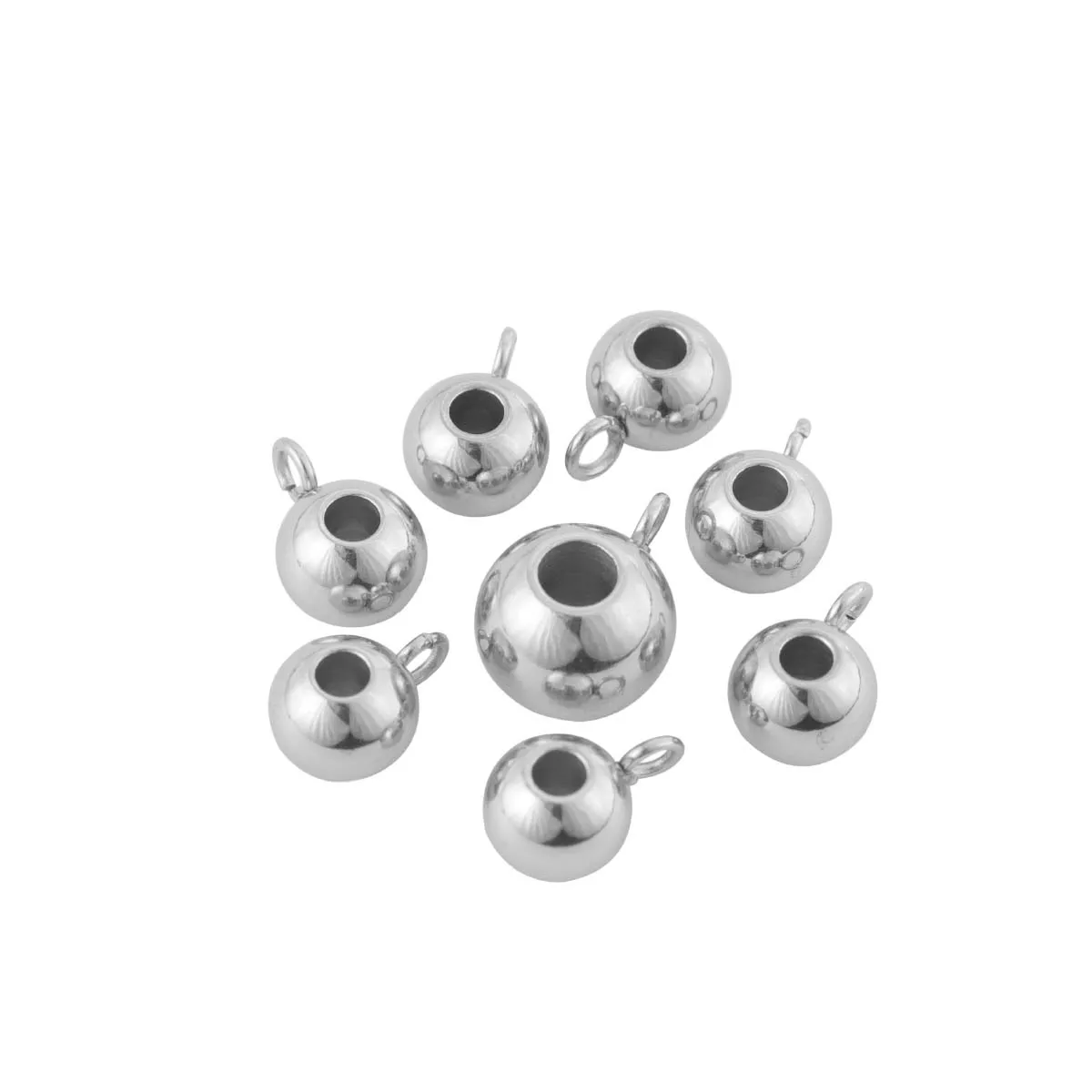 

Smooth Faces 3/4/6mm Metal Round Loose Spacer Beads Design Jewelry Making Findings beads with hole stainless steel ball, Silver