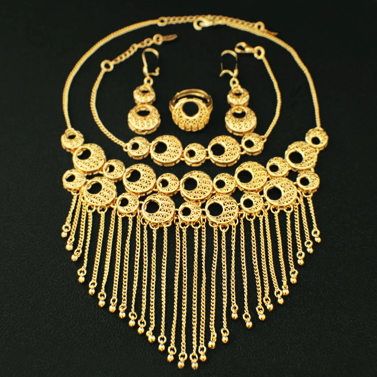 

African gold filled sets bridal wedding gift chain jewelry set wholesale price