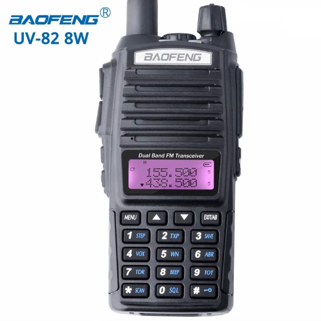 

Baofeng UV 82 8W walkie talkie portable radio dual band transceiver High Mid Low Power UV82 Ham Radio Station amateur Portable, Black