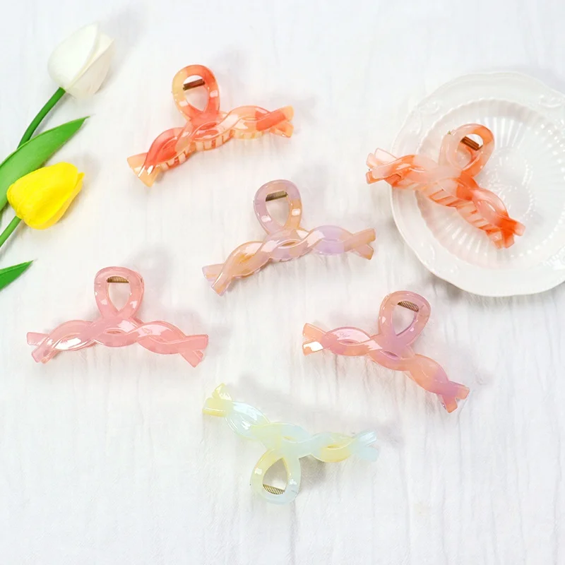 

Fast shipping custom logo large hair claw clips women plastic candy color hair claw