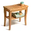 Bamboo Shower Seat Bench with Shelf - Wooden Bathroom Seat Stool | Spa Chair for Indoor or Outdoor Use