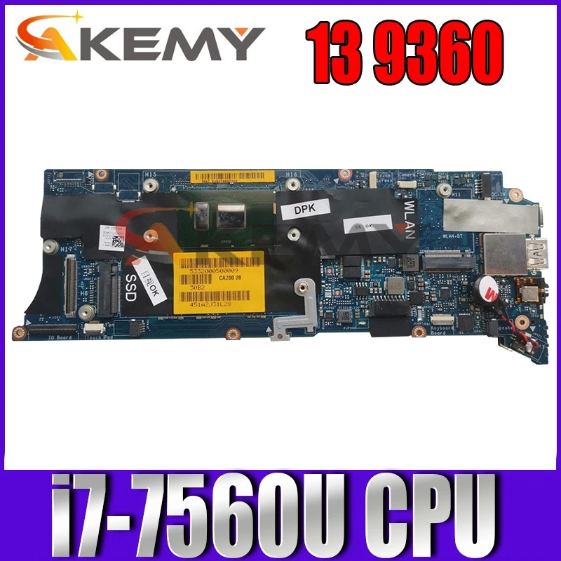 

NEW For Dell XPS 13 9360 Laptop motherboard with i7-7560U 9RYR9 09RYR9 CN-09RYR9 CAZ00 LA-D841P 100% fully tested ok