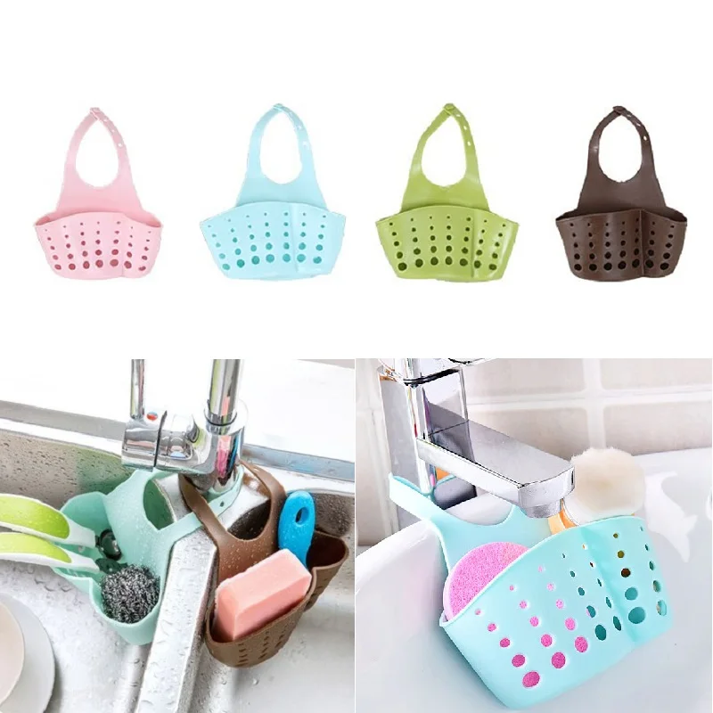 

2021 Hot Sale Kitchen Sinks Draining Shelves Hanging Basket Sponge Storage Racks for Multi-functional Suction Sink, 5 colors