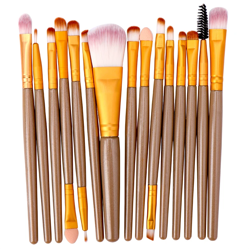 

15pcs Custom Logo Private Label Wholesale High Quality Nylon Decolor Colorful Rose Gold Makeup Brush Set
