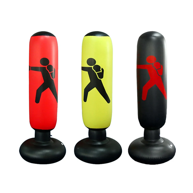 

Training Fitness Vertical Inflatable Boxing Bag PVC Thickening Boxing Pillar Tumbler Fight Column Punching Bag Fitness Tool, Black/yellow/red