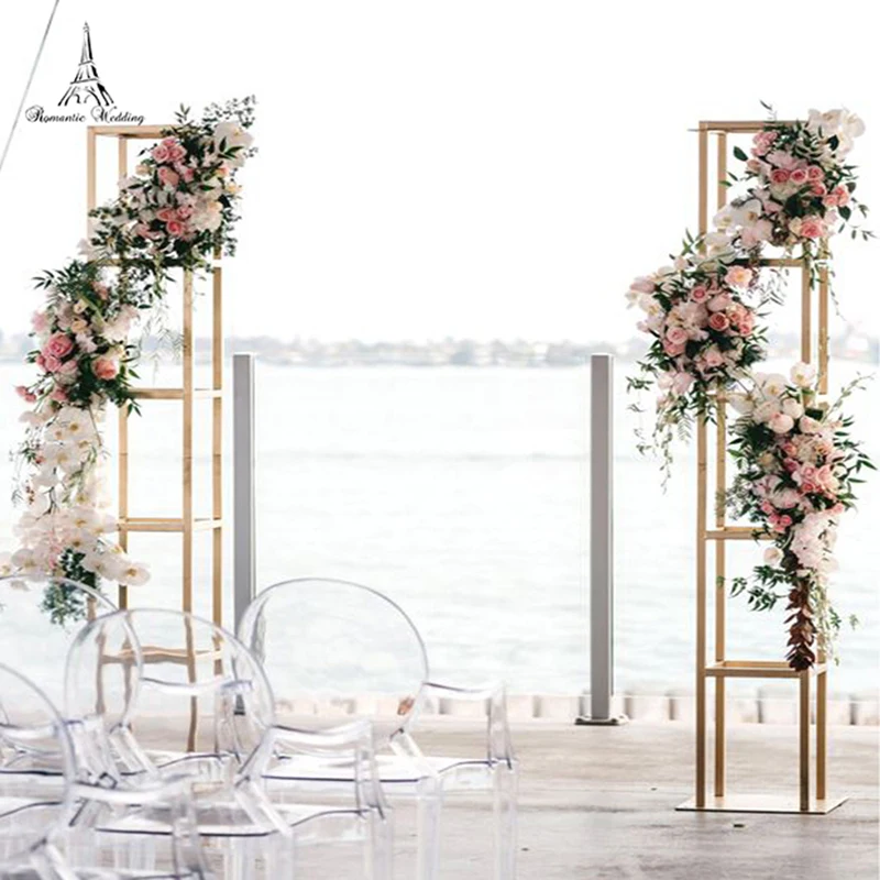 

6ft Tall Gold Color Metal Iron Wedding Flower Stand Centerpieces Road Lead For Wedding Decoration in Stage