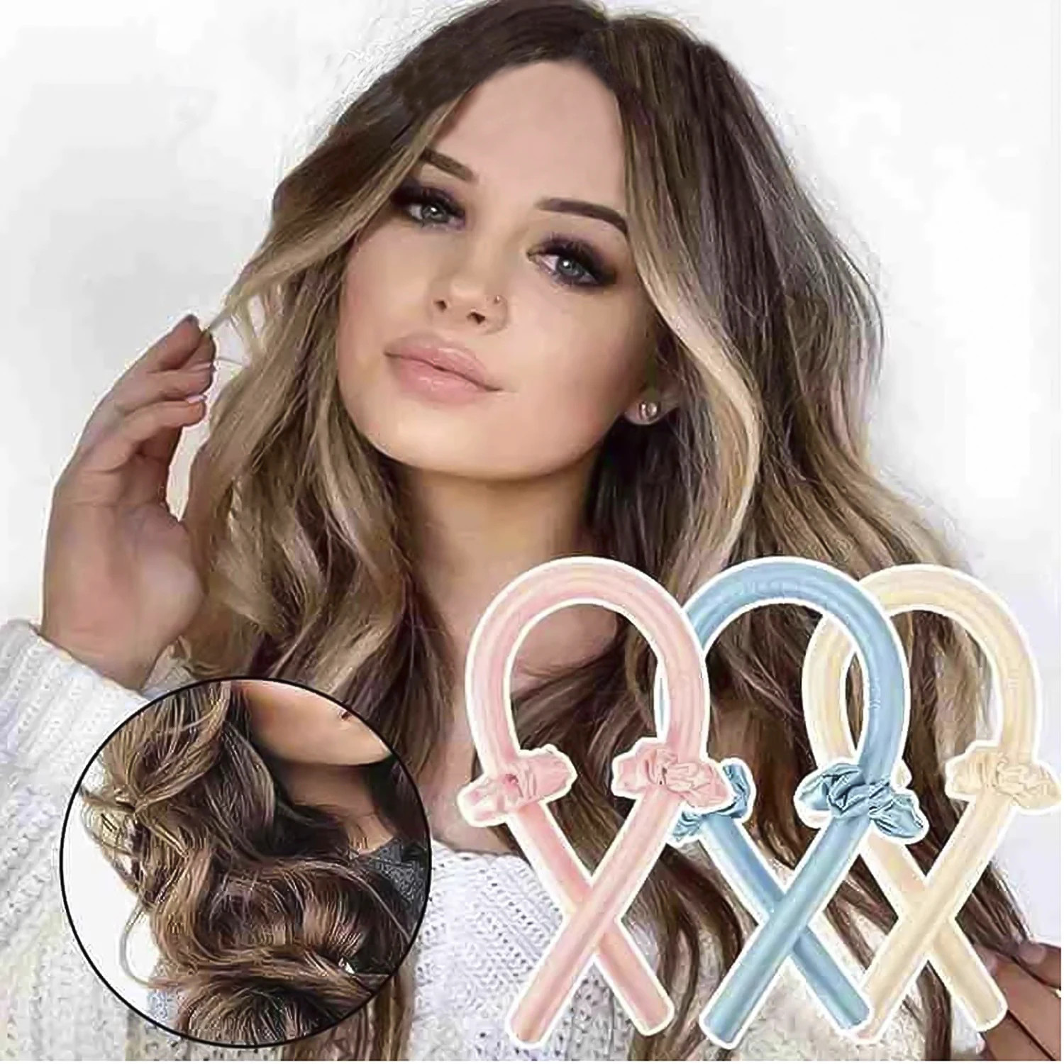 

Heatless Hair Roller Rods For Long Hair Soft Silk Curls no heat Jumbo Large Big Curler