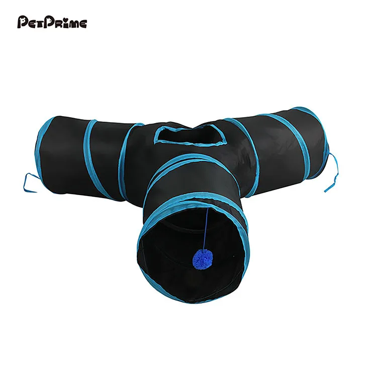 

Petprime Cat Tunnel Collapsible Pet Tube Toy with Balls Cat Entertain Equipment Interactive Tunnel Toy 3 Way Cat Pop-up Tunnel, As picture