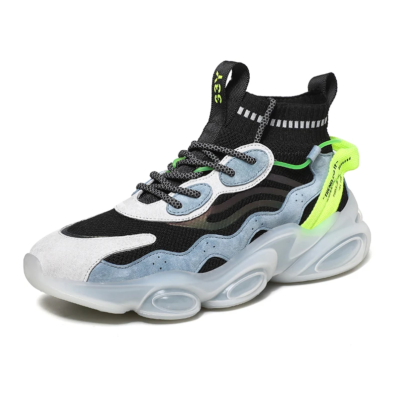 

2021 Popular logo Thick soles and high tops for leisure youth fashion shoes Large Size Leisure Running Shoes